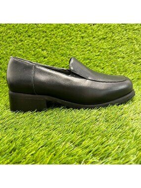 SlipGrips Womens Size 6.5D Black Leather Slip-Resistant Slip-On Dress Shoes